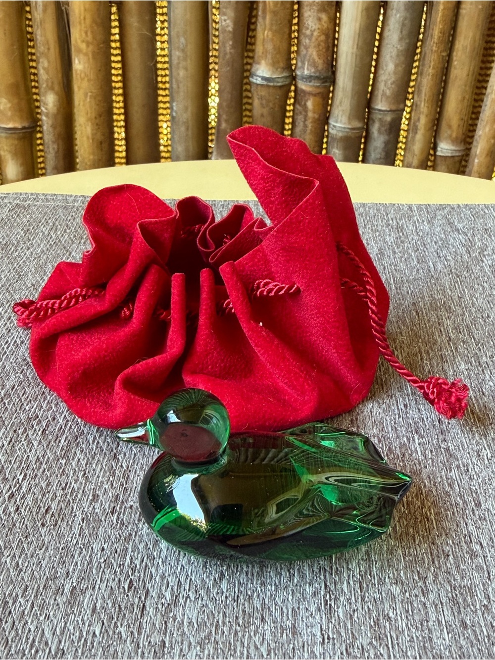 BACCARAT Crystal Green Duck Figurine